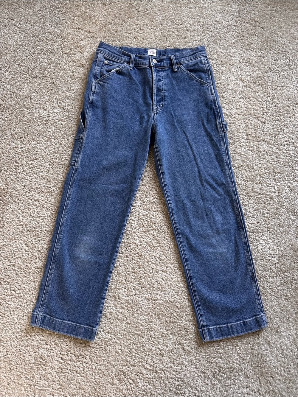 GAP Women's Blue Cropped button up carpenter jeans, size 4
